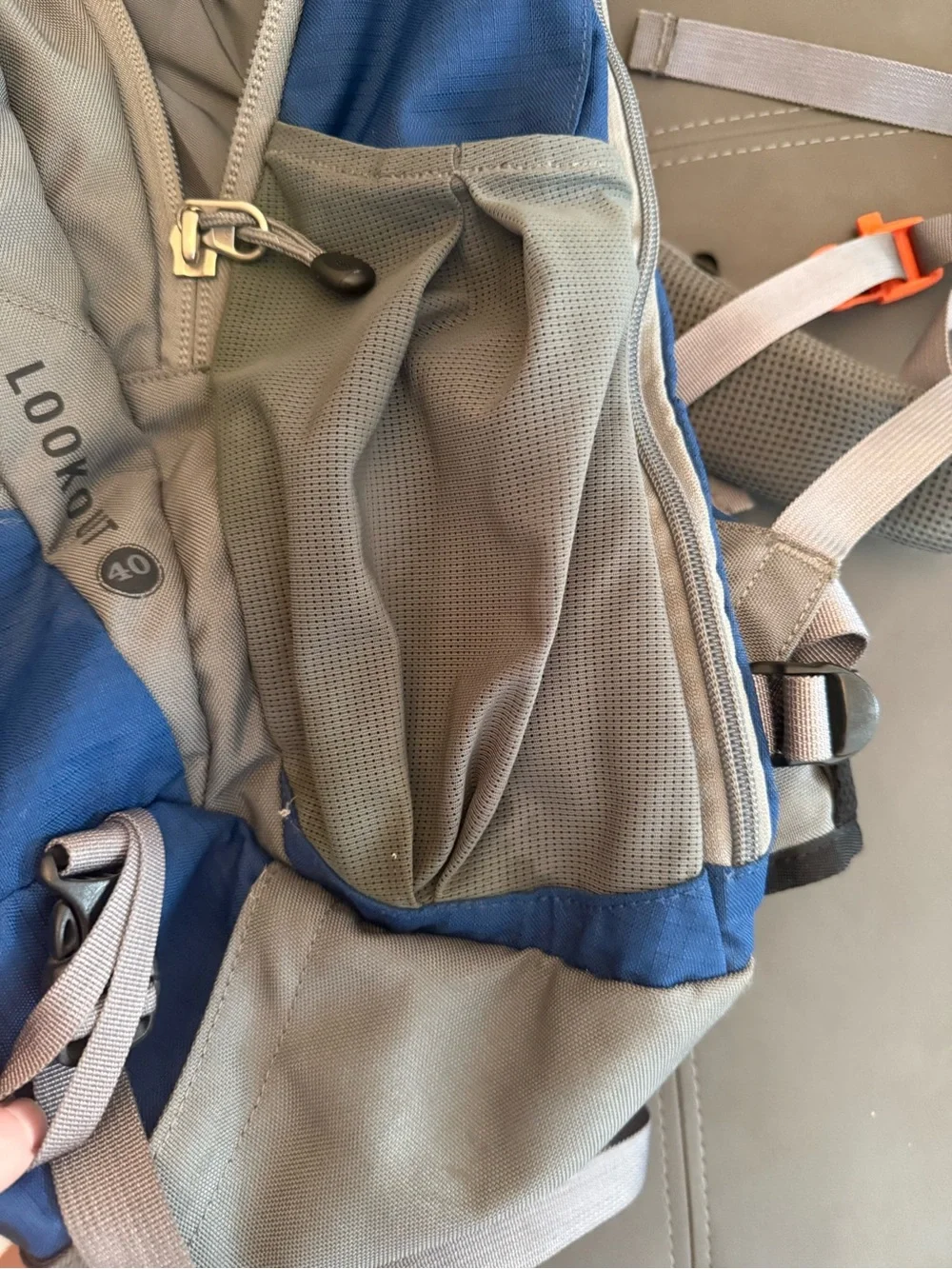 REi Lookout 40L Hiking Backpack Eco Sensitive Gray and Blue